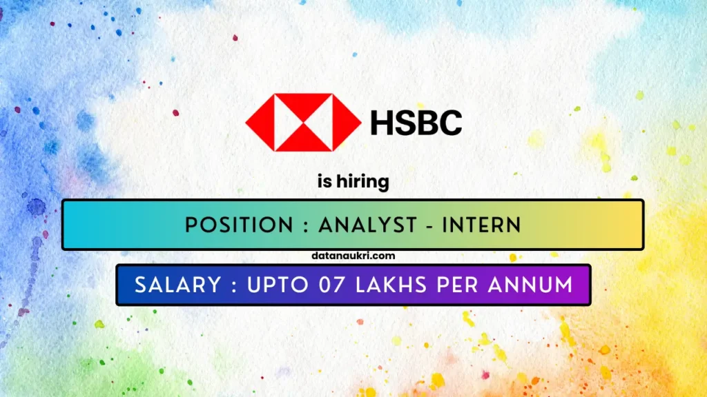 HSBC hires exciting Analyst job in Bangalore 2024.